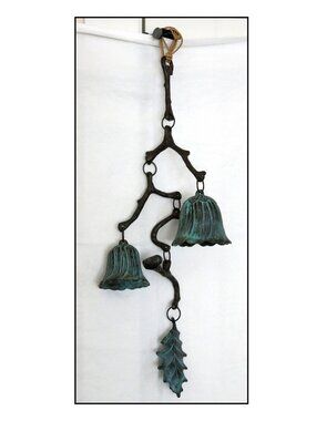 NEW SPI Home Handcrafted Brass Branch + Leaf Garden Bell Wind Chime